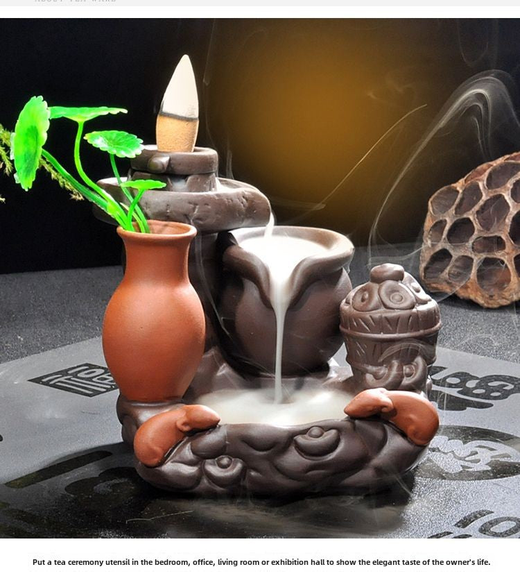 Backflow incense burner good luck home indoor mountain stream purple sandalwood tea ceremony creative tea pet personality ornaments