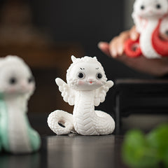 Ceramic little white snake soaring to the top creative boutique tea pet ornaments cute zodiac tea toy tea table mascot gift