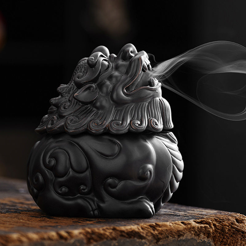 Ceramic Zen mythical beast Kirin plate incense burner mugwort agarwood Suan Ni sandalwood incense burner tea pet creative ornaments