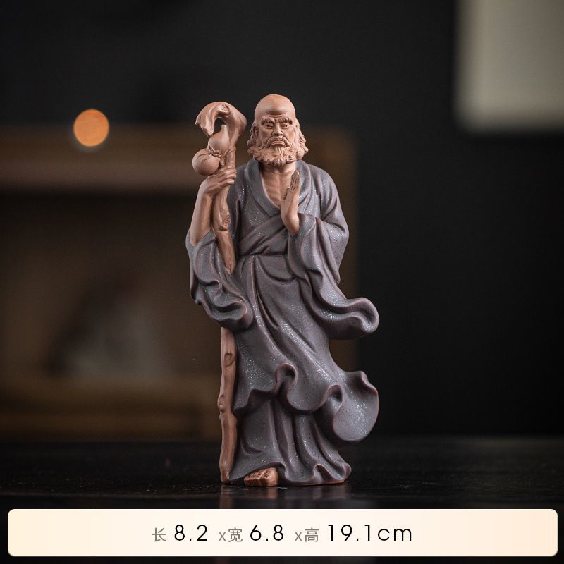 Zen ceramic sculpture of Bodhidharma, a figure on the desktop, a tea pet for the living room, a tea room, a shelf for decoration