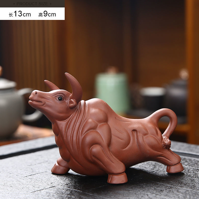 Purple clay zodiac ox fortune tea pet boutique can be raised ox year home gift decoration ornaments tea toys tea set spare parts