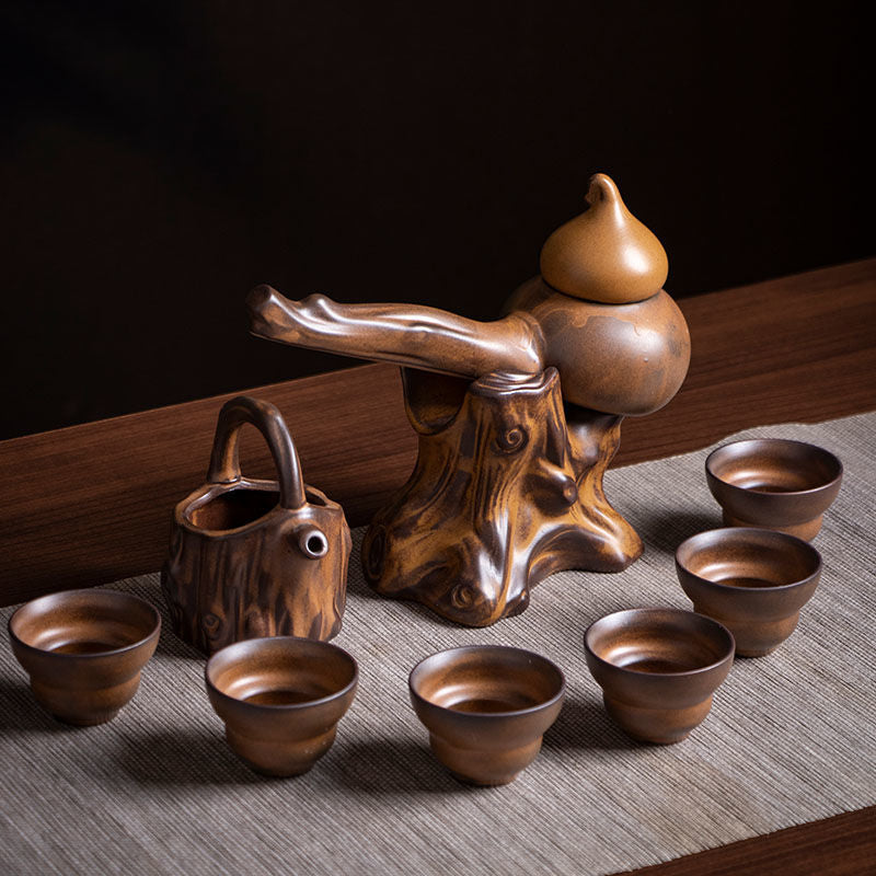 [Modern Chinese style] Special price lazy fully automatic Kung Fu tea set for home drinking tea, high-end, simple, retro, creative, ceramic, anti-scalding