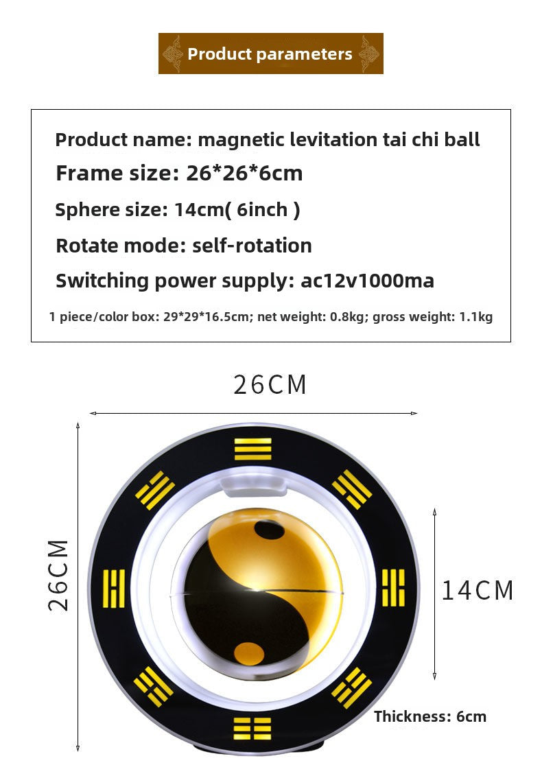 Tai Chi ball magnetic suspension ornaments rotating fortune-attracting eight trigrams feng shui ball porch room office energy ball opening gift