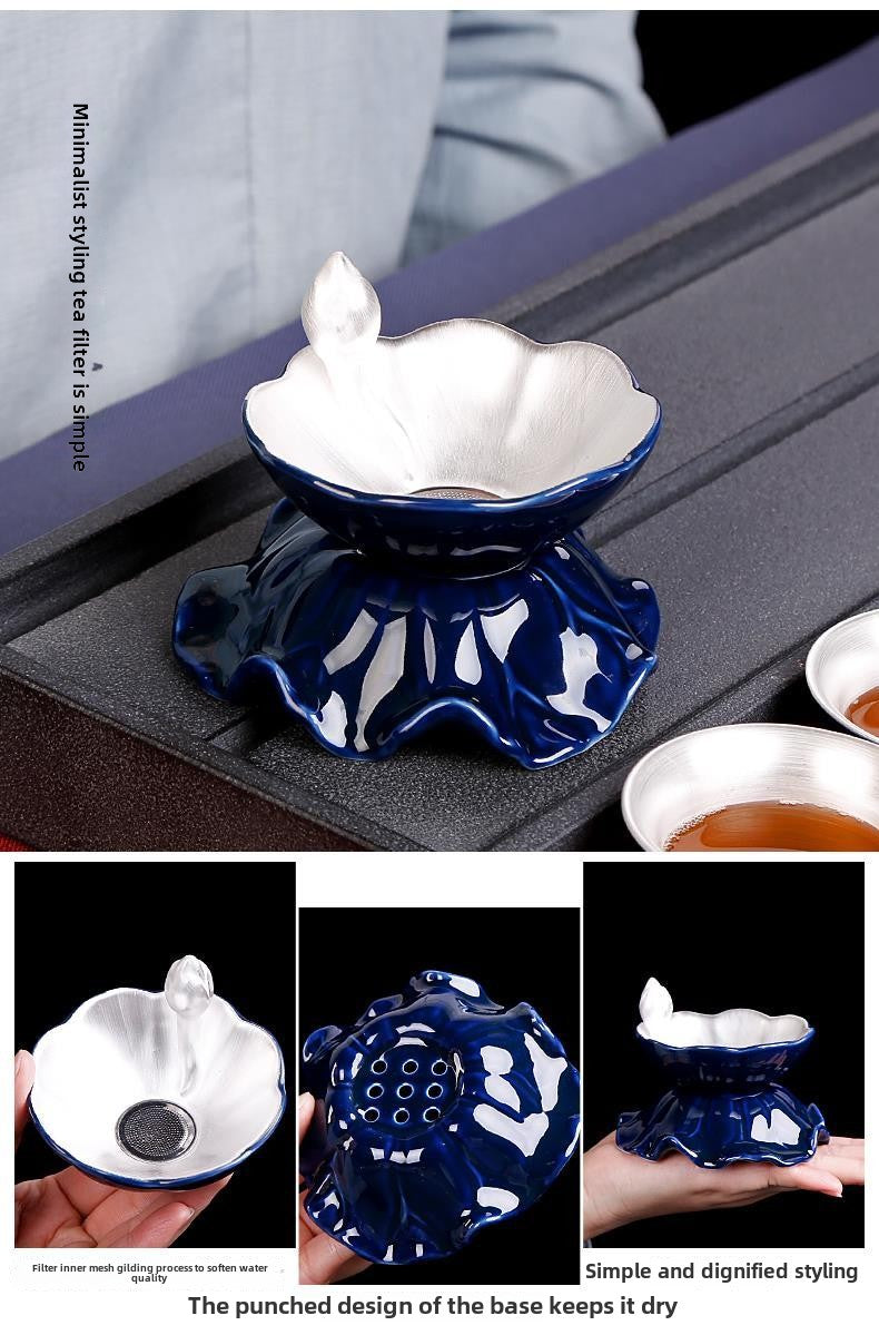 [Kaolin material] Enamel handmade ceramic silver-plated tea set 999 silver automatic tea set Kung Fu teacup tea brewing household teapot