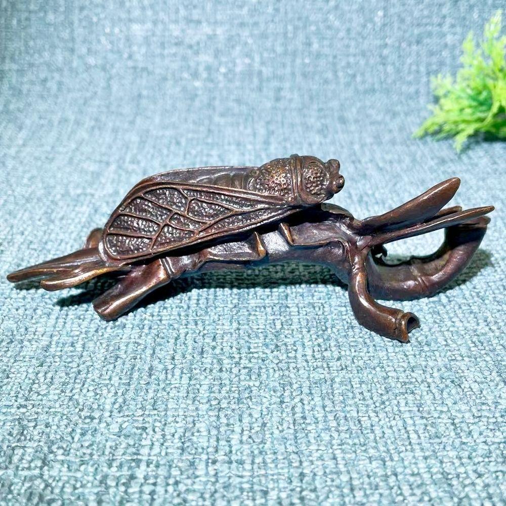 Vintage copper alloy bamboo foot long happiness bamboo report peace rise step by step blockbuster table ornaments tea table tea pet