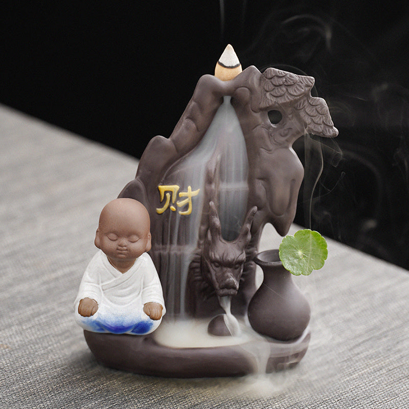 Creative tea pet purple sand backflow incense burner tea ceremony home indoor mountain stream incense ornaments sandalwood agarwood incense