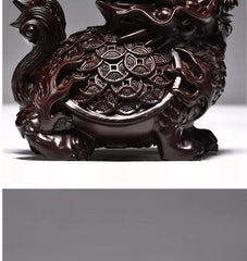 Ebony wood carved dragon turtle ornaments mahogany carving crafts solid wood dragon head turtle basalt home office decoration