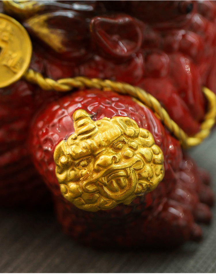 Fortune-attracting golden toad Feng Shui ornaments, large toad tea pets, can be raised as office shop opening gifts, ceramic crafts