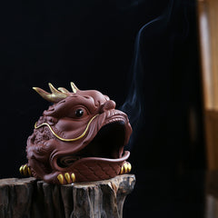 Creative purple sand fortune-bringing golden toad plate incense burner Chinese dragon toad home indoor sandalwood agarwood aromatherapy burner tea table decoration