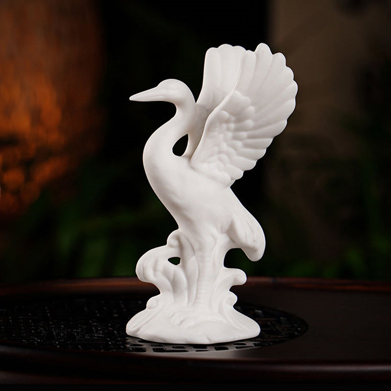 Porcelain Juyuan high-end all-porcelain white crane living room tea table tea pet ceramic ornaments crafts creative bonsai decoration crane