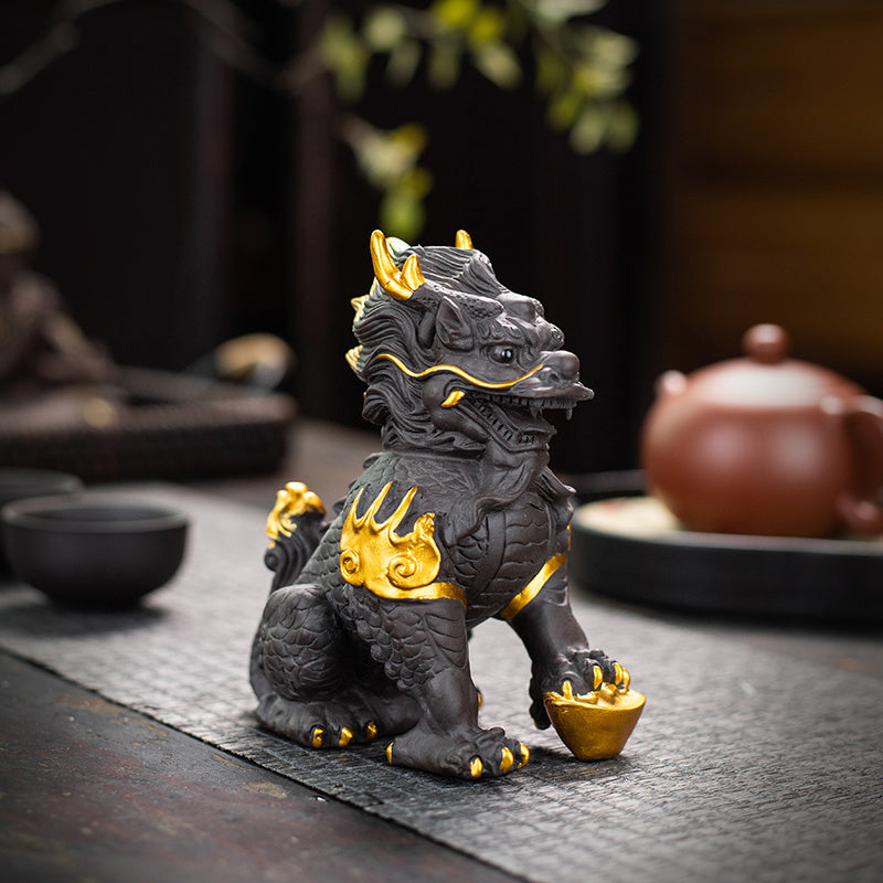 Kirin tea pet ornaments national style national trend boutique can be raised decoration auspicious beast creative home purple sand tea play tea table tea