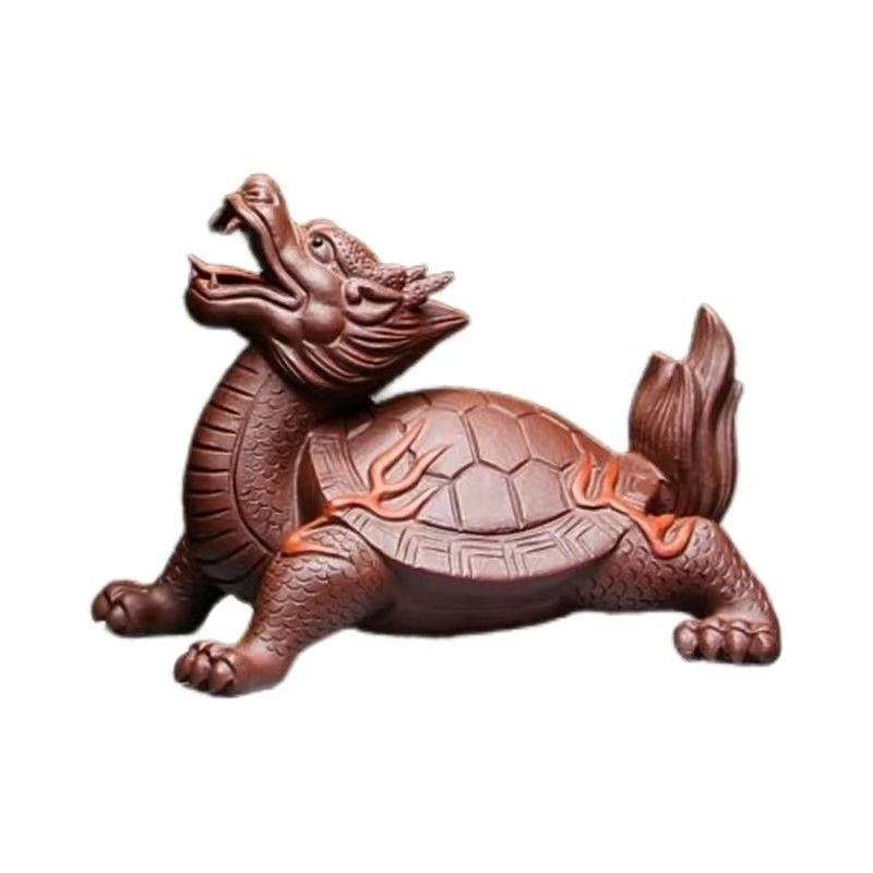 Yixing boutique purple sand hot-selling fortune dragon turtle high-end home hand-made personality purple sand tea pet ornaments town house can be raised