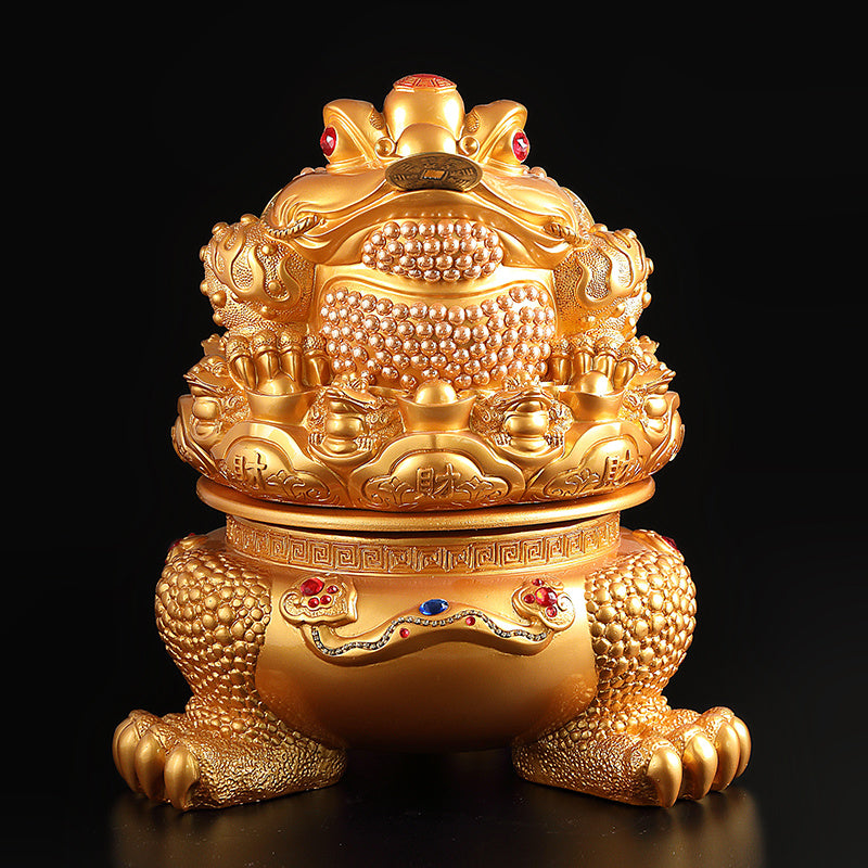 Golden toad fortune-bringing ornaments three-legged golden cicada opening gift shop office wine cabinet TV cabinet decoration