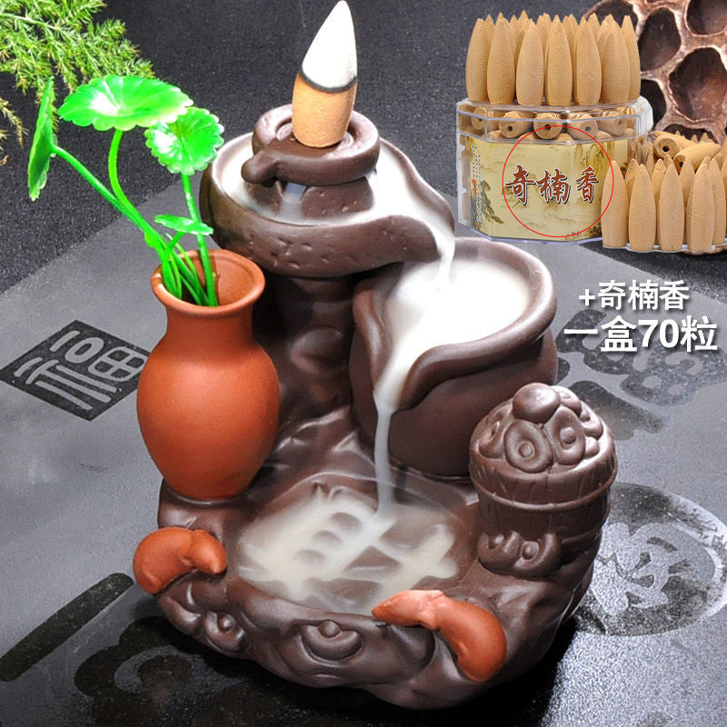 Backflow incense burner good luck home indoor mountain stream purple sandalwood tea ceremony creative tea pet personality ornaments