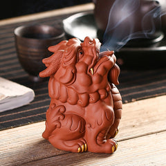 Creative backflow incense burner sandalwood burner Pixiu purple sand tea pet ornaments boutique tea table Kung Fu tea set accessories