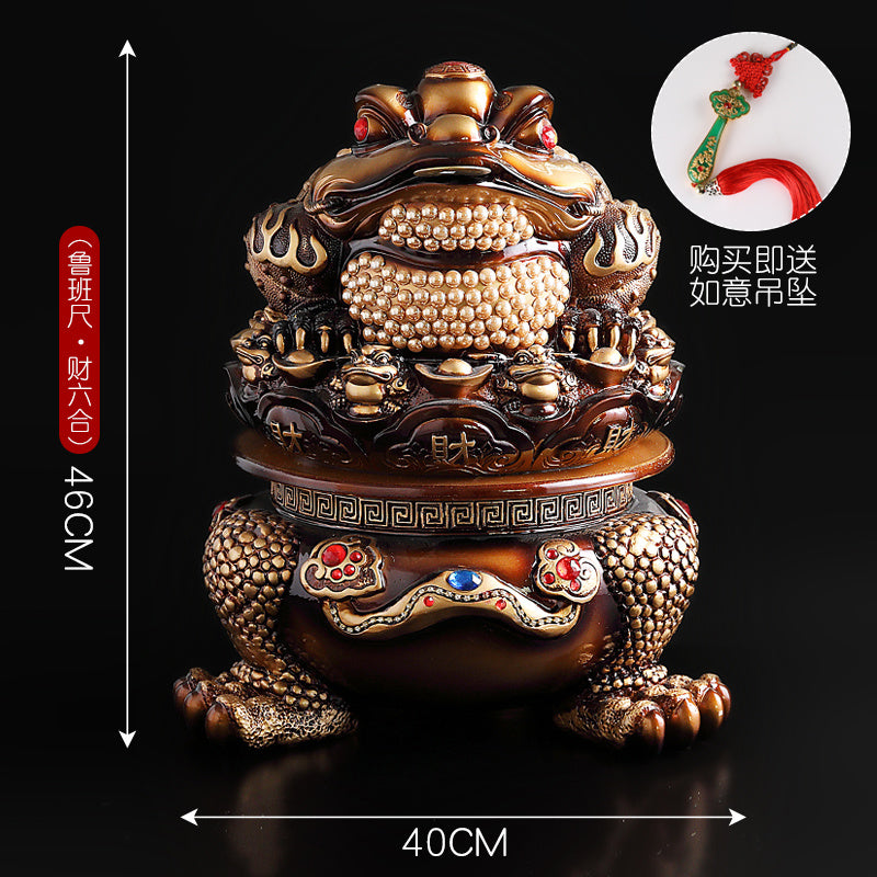 Golden toad fortune-bringing ornaments three-legged golden cicada opening gift shop office wine cabinet TV cabinet decoration