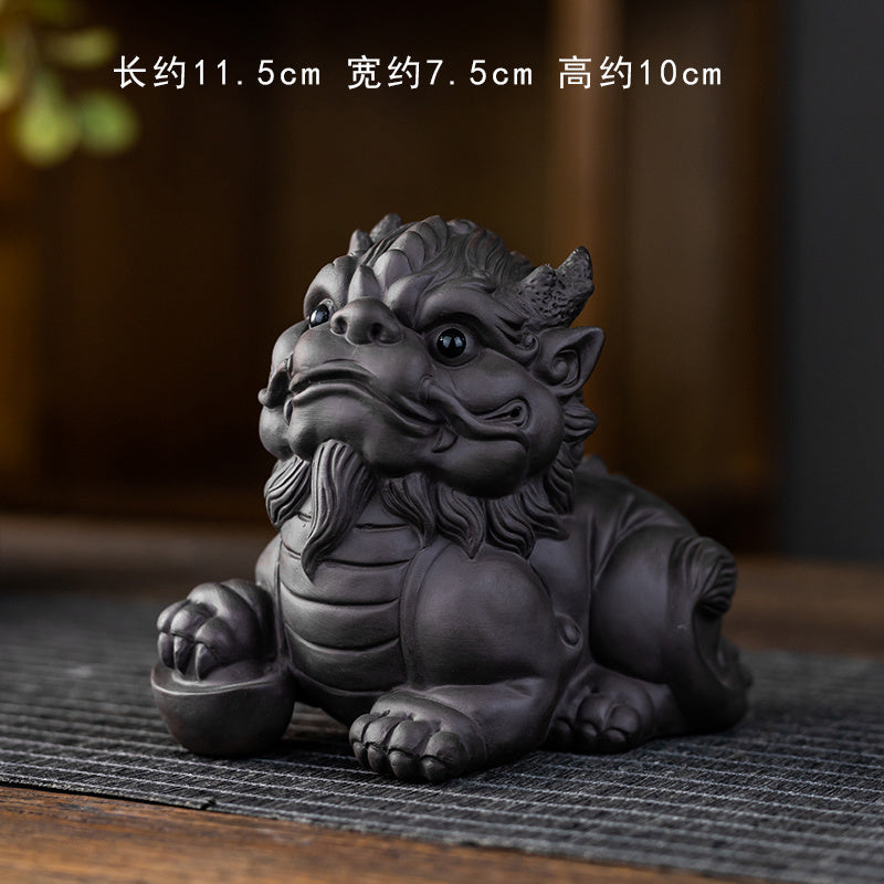 High-grade purple sand tea pet Pixiu to attract wealth and treasure ornaments can be raised tea table tea table tea ceremony ornaments purple sand ornaments