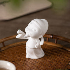 Creative white porcelain Li Bai tea pet small ornaments character home living room study porch office desktop boutique decoration