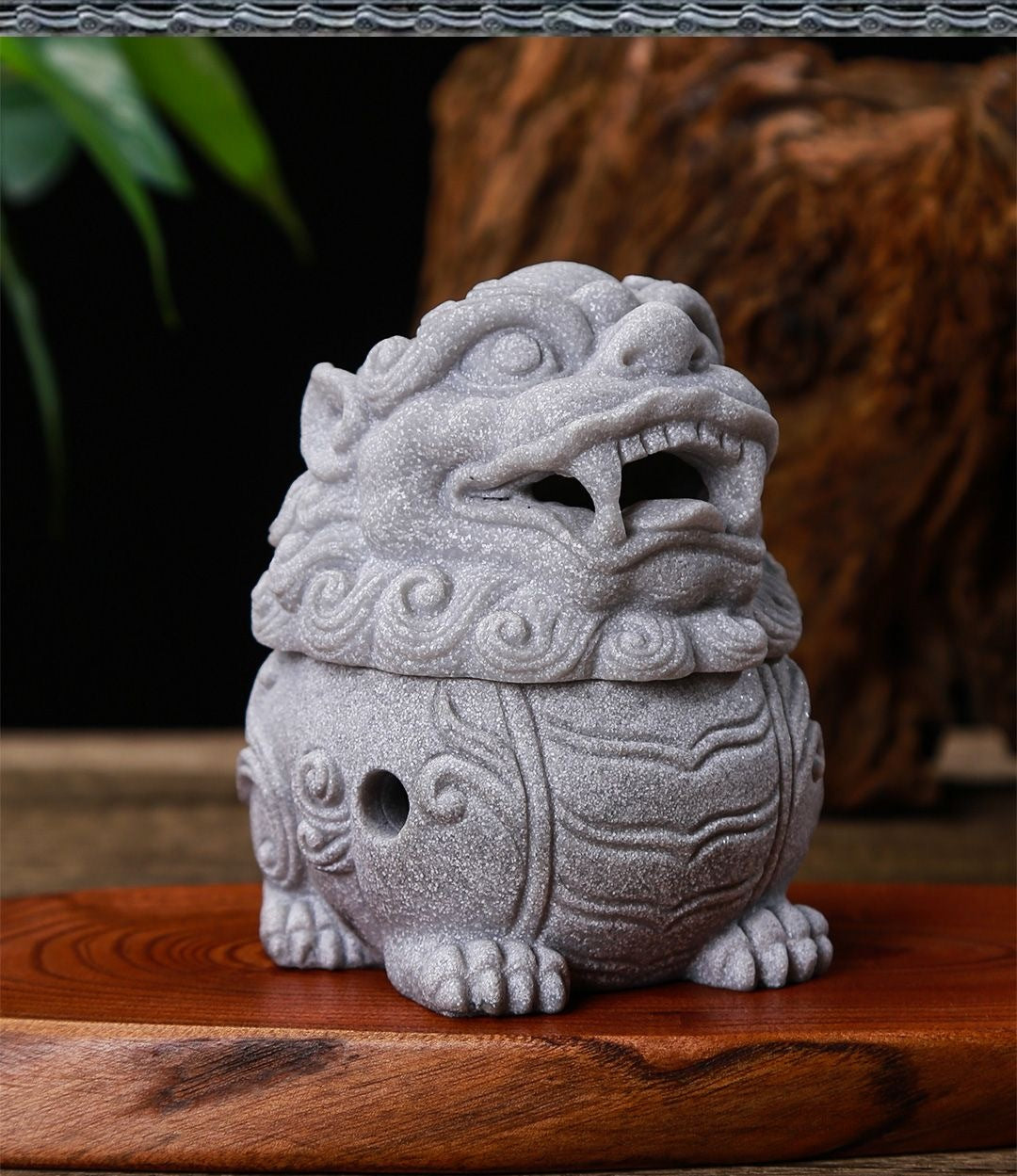 National trend fortune-bringing Pixiu Chinese style aromatherapy furnace creative green sandstone tea pet office home desktop stone carving incense burner ornaments