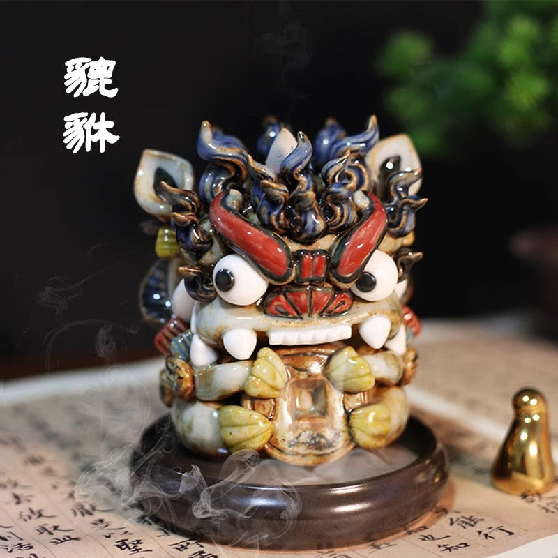 Backflow incense burner ceramic Pixiu ornaments to protect the house and attract wealth, a pair of lovely patriotic creative housewarming gifts and practical