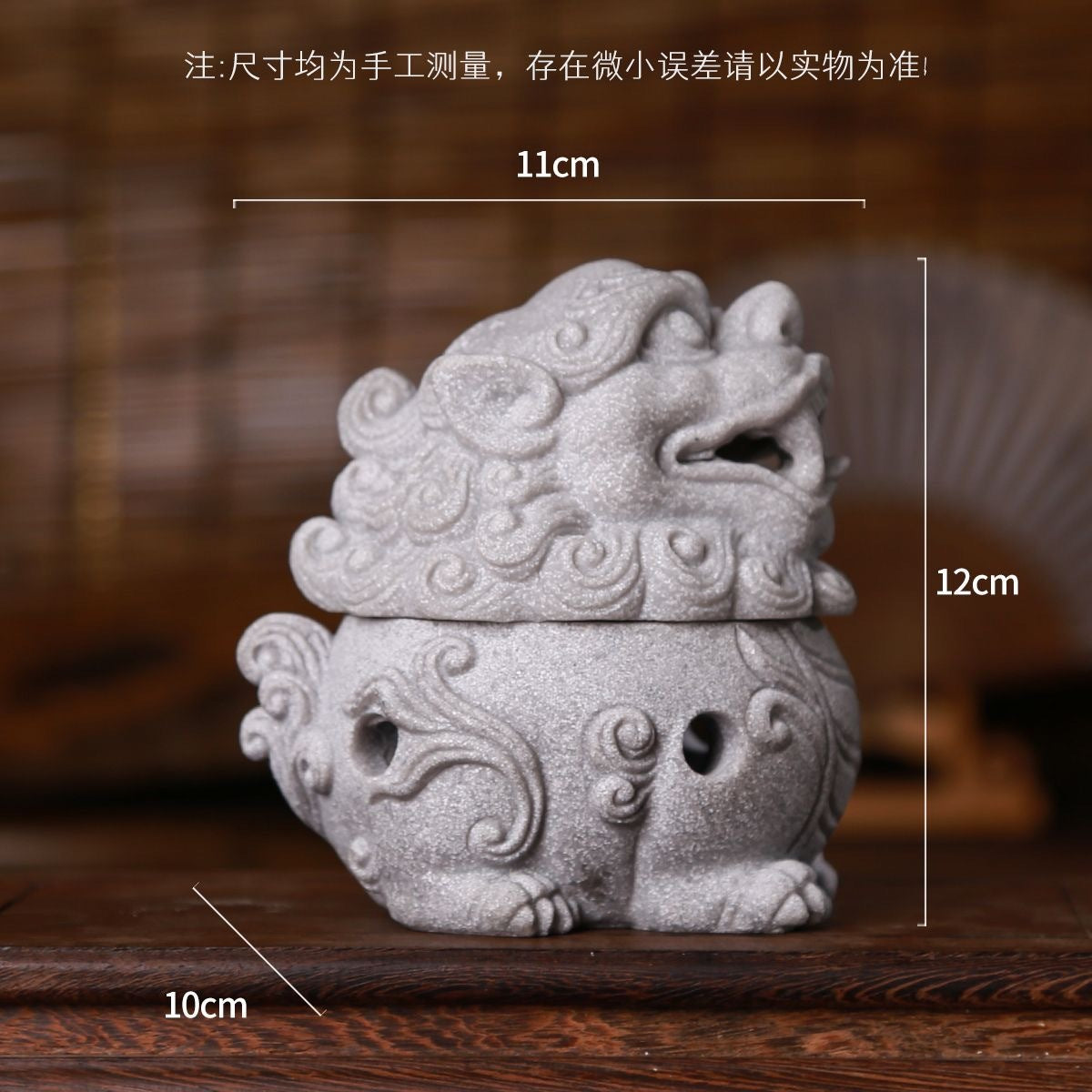 National trend fortune-bringing Pixiu Chinese style aromatherapy furnace creative green sandstone tea pet office home desktop stone carving incense burner ornaments