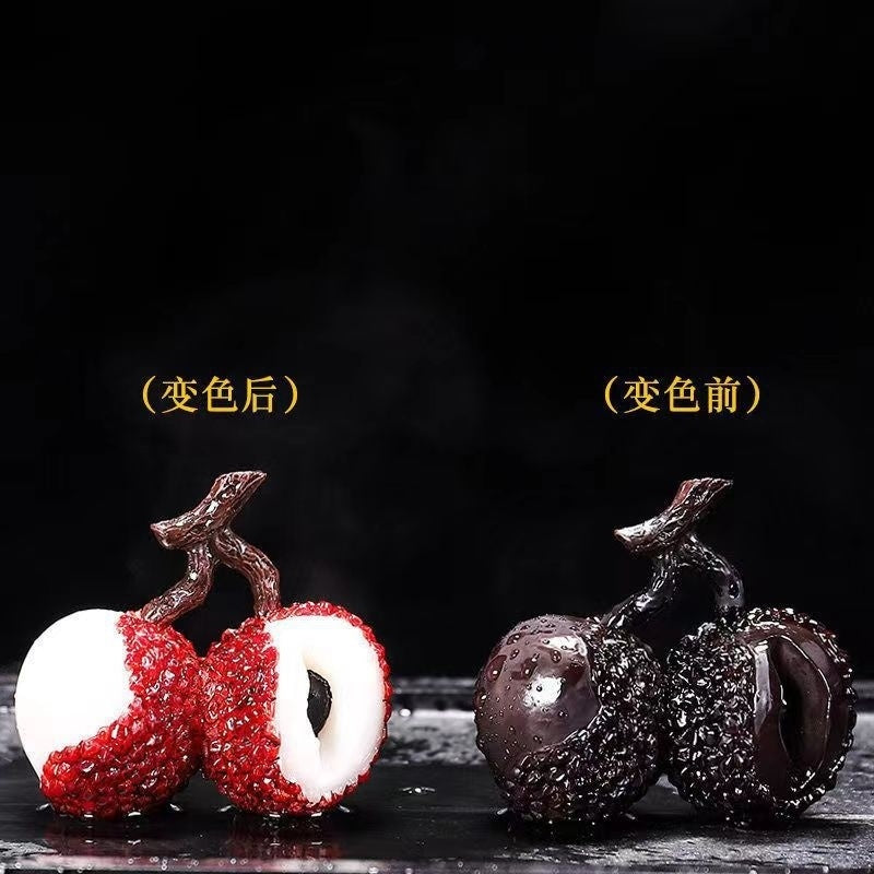 Color Changing Lychee Bayberry Durian Pomegranate Peach Fruit Tea Pet Ornaments