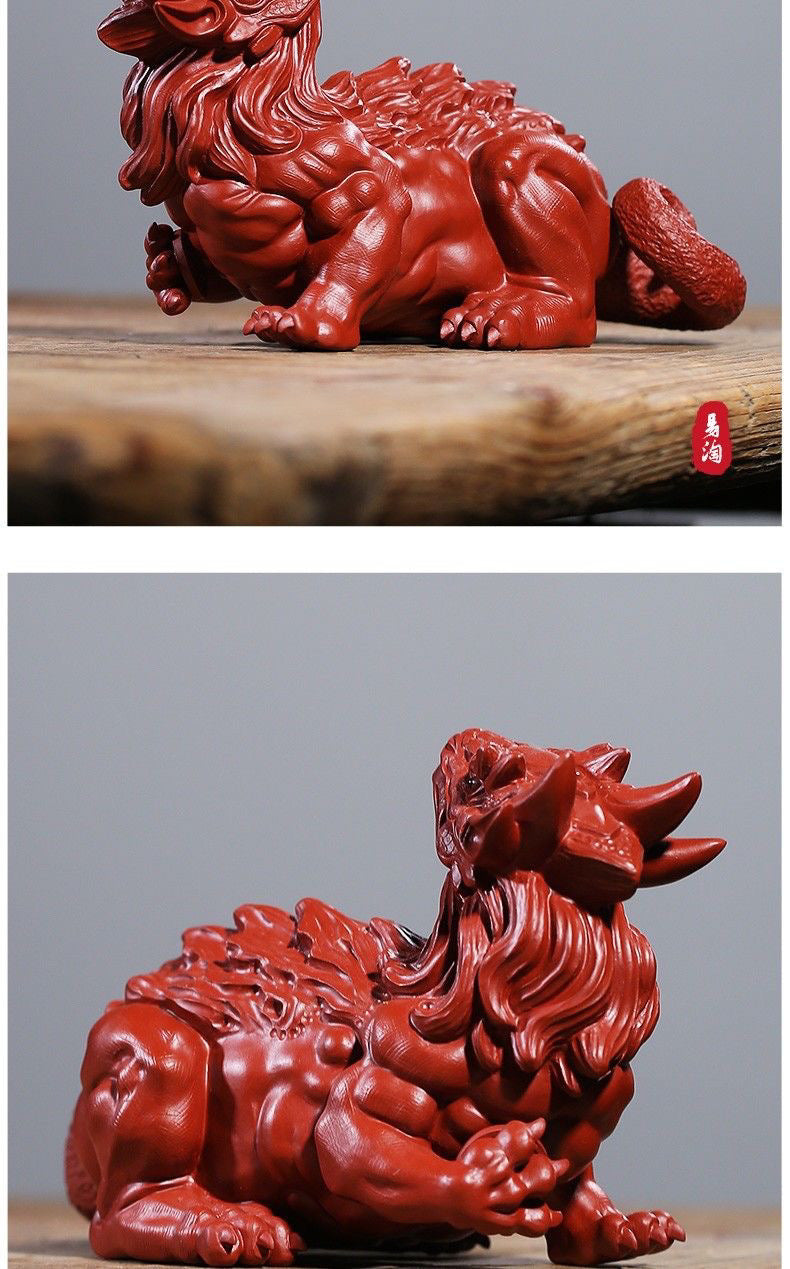 Yixing original purple sand Dahongpao handmade [lucky beast unicorn] can be raised creative boutique tea pet ornaments