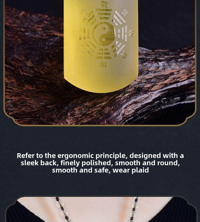 Natural yellow crystal unicorn pendant five elements earth Kun for the ground hexagram national style retro jewelry necklace pendant customization