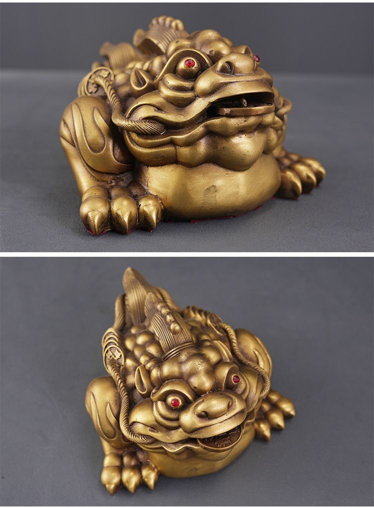 Brass three-legged golden toad, one-horned golden toad ornaments for living room, office, home decorations, opening gifts