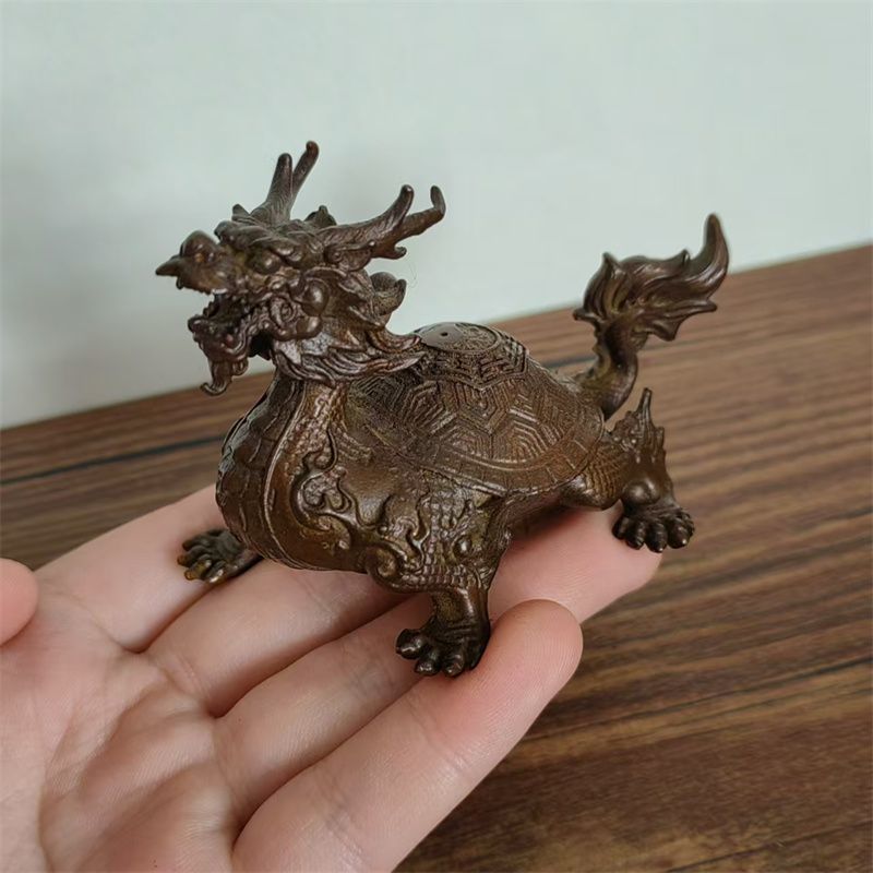 Antique dragon turtle ornaments dragon head turtle home living room office decoration tea pet crafts dragon pattern dragon turtle gift