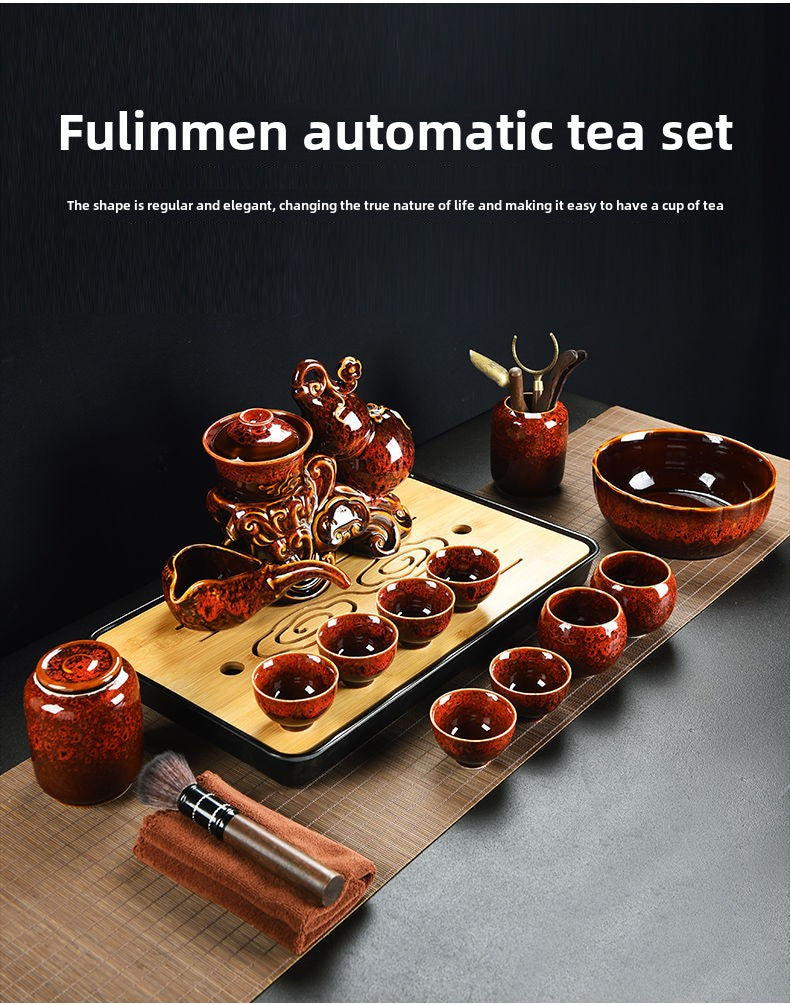 Tea set small set home simple ceramic kung fu tea cup a complete set of Internet celebrity lazy full-automatic tea maker high-end