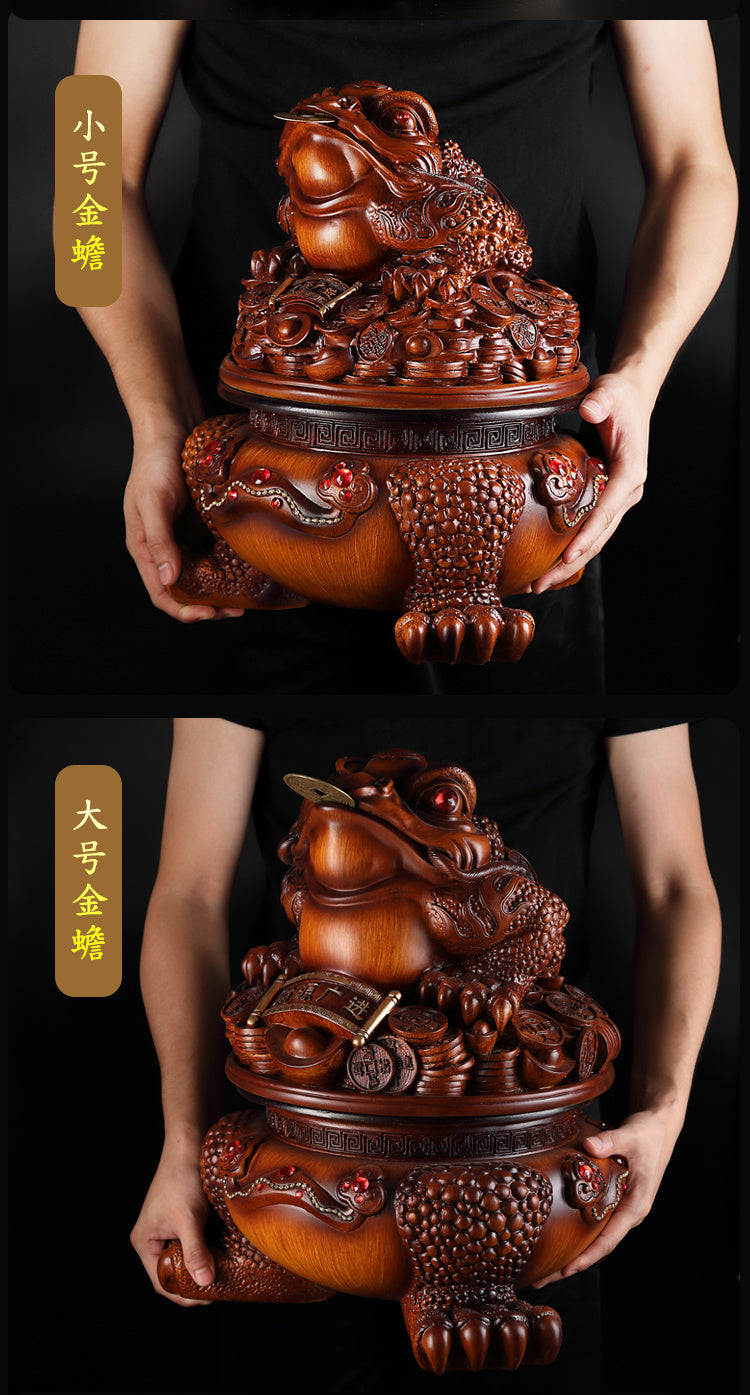 Golden toad fortune-bringing ornaments three-legged golden cicada opening gift shop office wine cabinet TV cabinet decoration