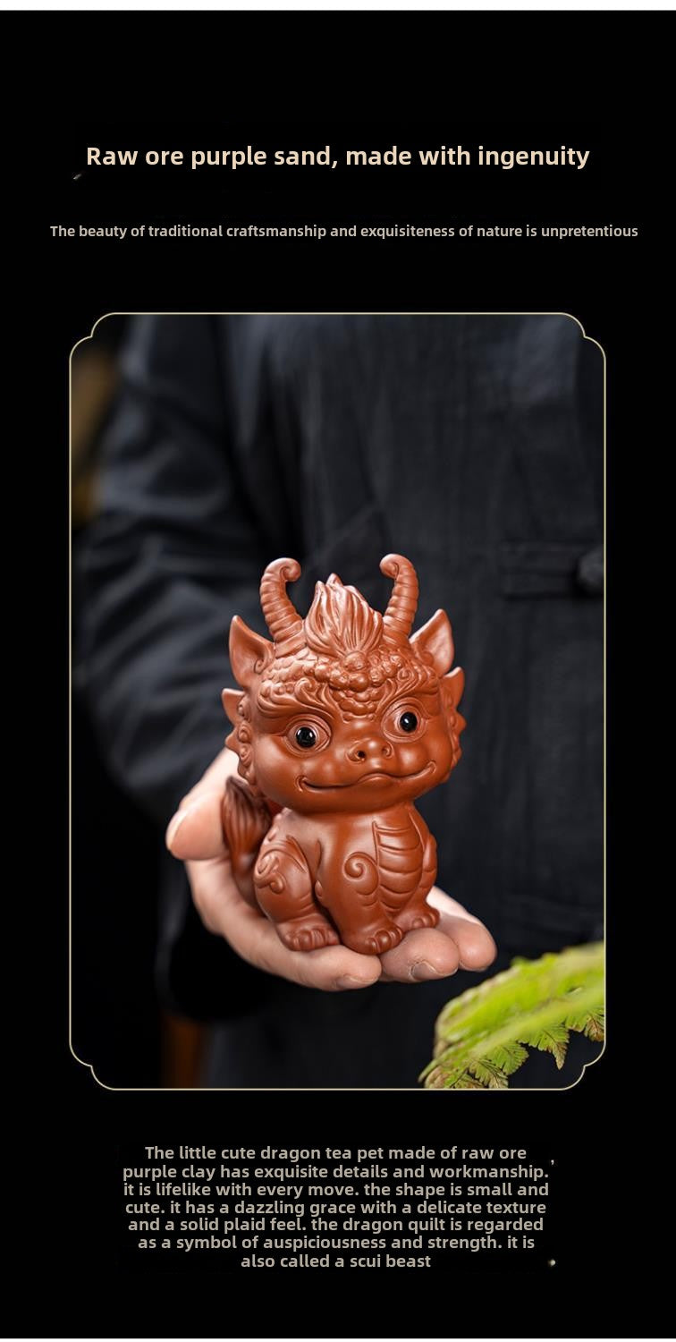 [Exquisite workmanship] Zisha tea pet dragon ornaments can attract wealth and can be used to raise fine tea and play with dual-purpose tea tables, personalized twelve zodiac dragon tea pet ornaments