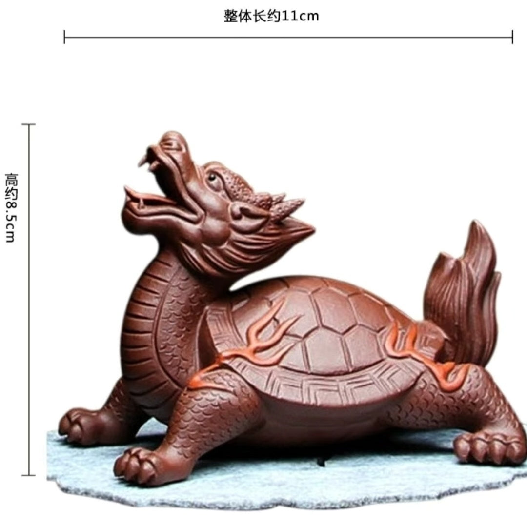 Yixing boutique purple sand hot-selling fortune dragon turtle high-end home hand-made personality purple sand tea pet ornaments town house can be raised