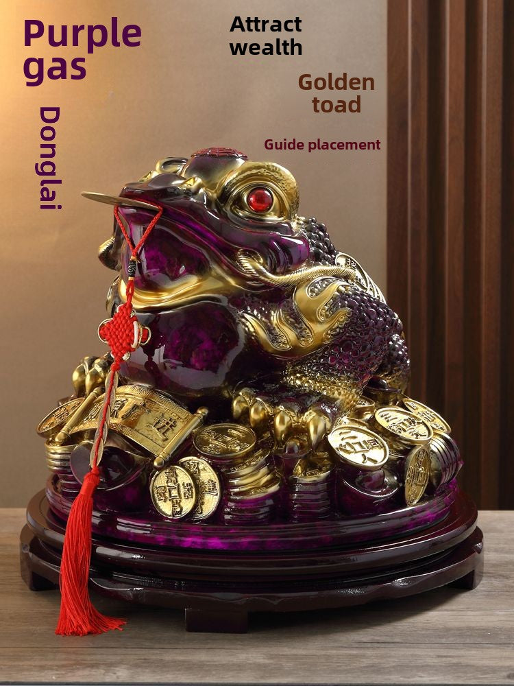 Purple Qi Donglai Lucky Golden Toad Ornaments High-end Opening Gift Office Home Shop Bar Golden Cicada Crafts