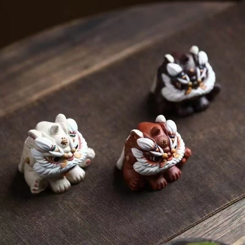 [Awakening Lion] Fine purple clay tea pet ornaments to attract wealth tea sets, tea tables, tea table ornaments, and tea peripheral accessories