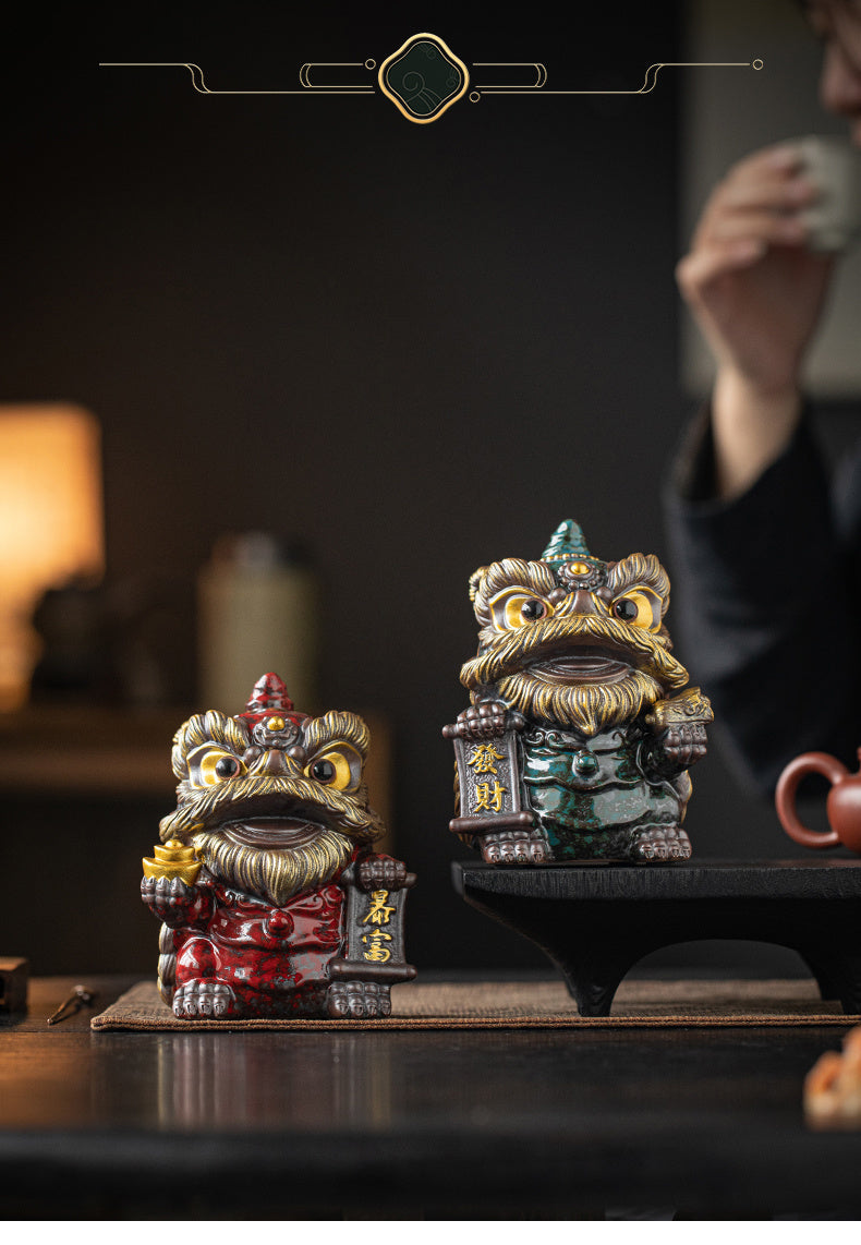 National trend awakening lion tea pet ornaments creative ceramic cute little lion fortune home tea room antique shelf decoration gift