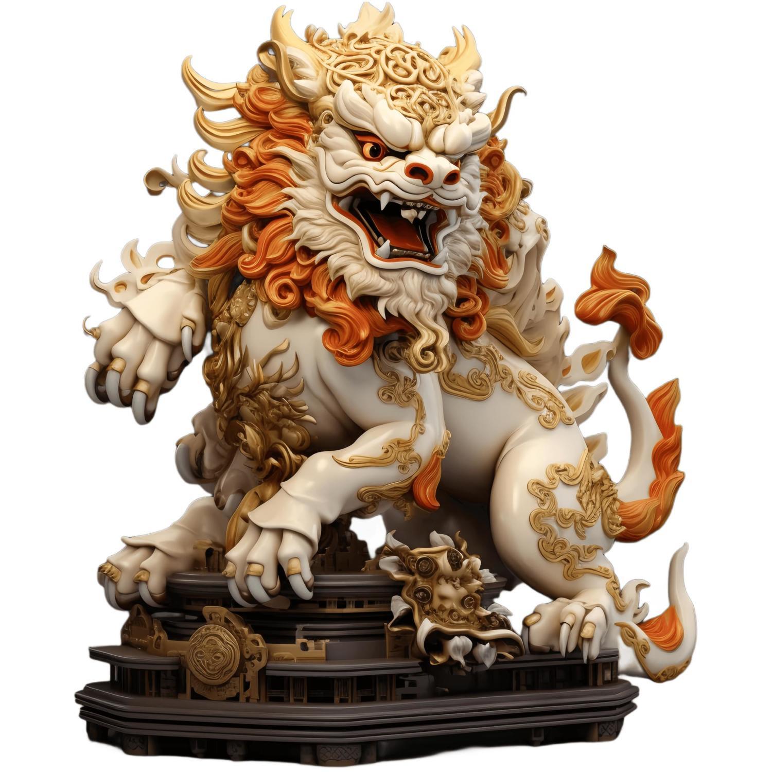 New Year's mighty and domineering Kirin lion stickers wall waterproof stickers home living room porch lucky town house waterproof stickers