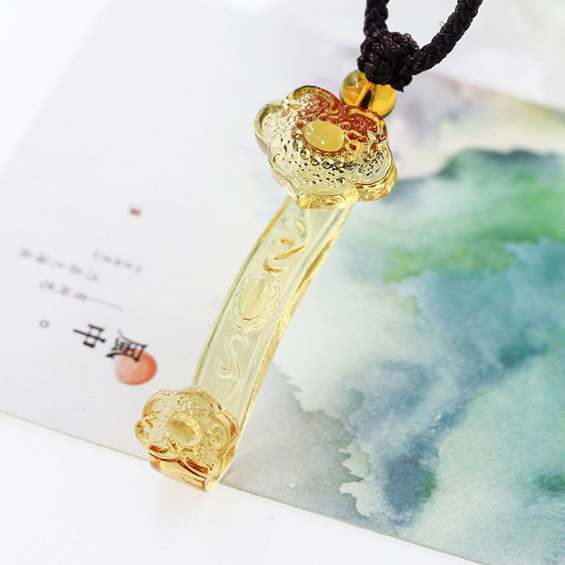 Ancient glass wishful year pendant vintage necklace gift bag hanging spike tea pet ornaments tea needle shelf ancient style