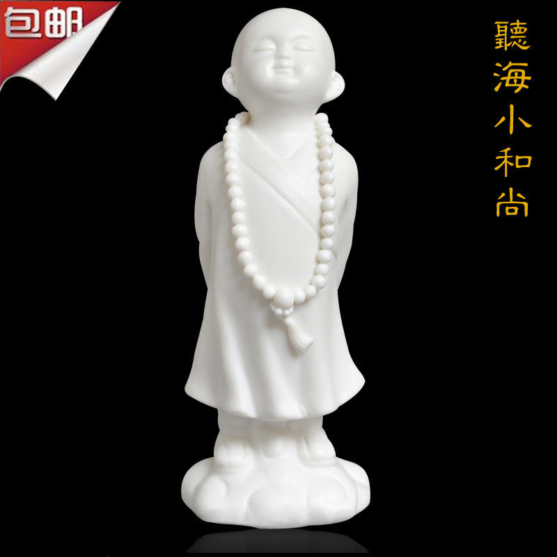 Creative boutique Dehua white porcelain Zen little monk tea pet ornaments handmade ceramic little monk home decoration