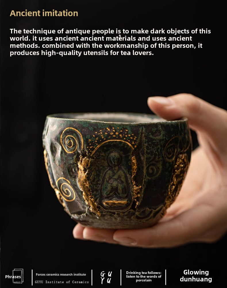 Dunhuang Cultural and Creative Retro Handmade Teacup Personal Dedicated Household Large Master Cup Kung Fu Tea Set Single Cup Teacup