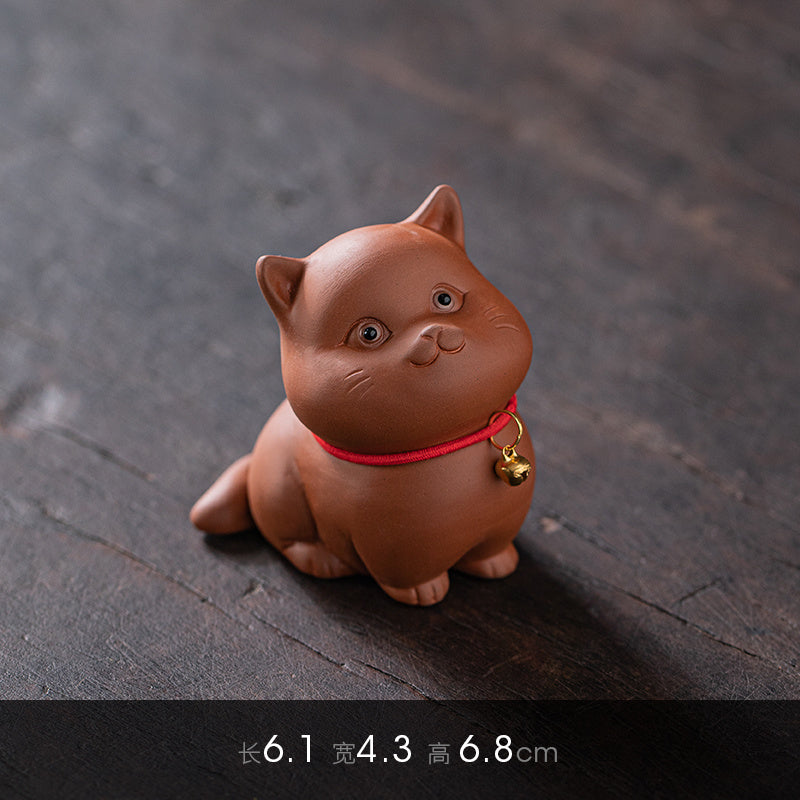 Yuxuan purple sand tea pet cute cat ornaments bell lucky cat creative tea play tea art home desktop ornaments