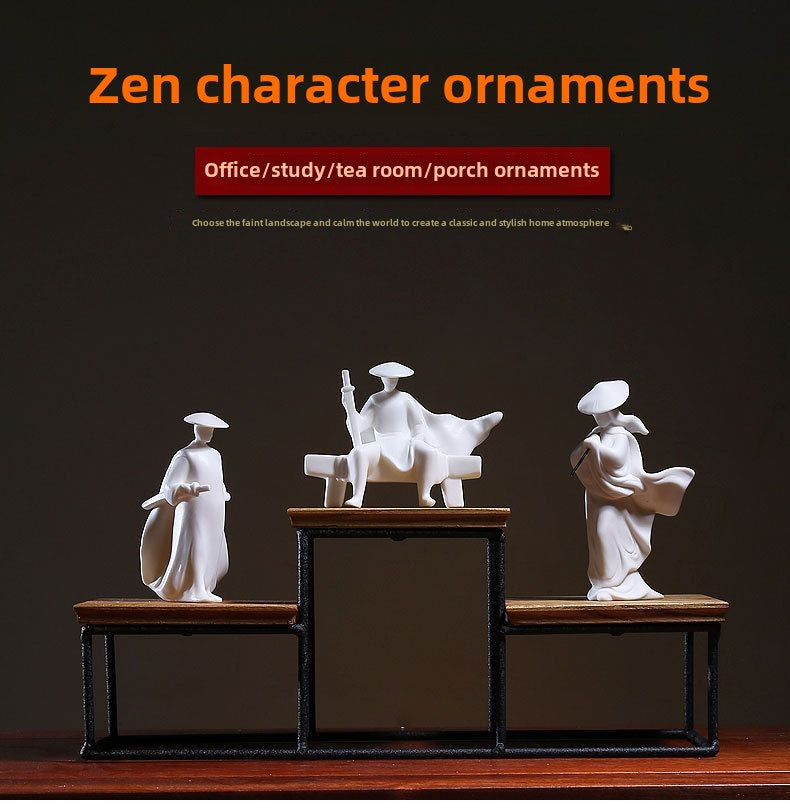 White porcelain formless Zen small ornaments tea pet creative characters living room study home porch decoration soft decoration