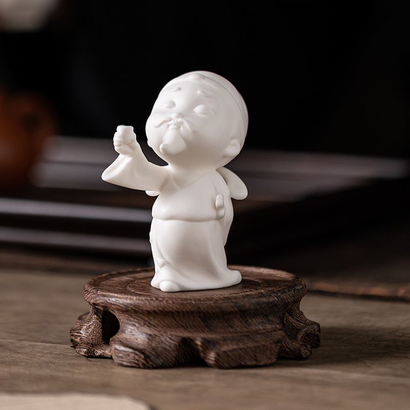 Creative white porcelain Li Bai tea pet small ornaments character home living room study porch office desktop boutique decoration