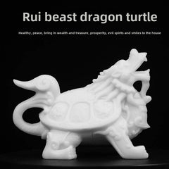 White marble dragon turtle bluestone dragon head turtle ornaments hand-carved door tea pet gossip town house auspicious dragon turtle ornaments