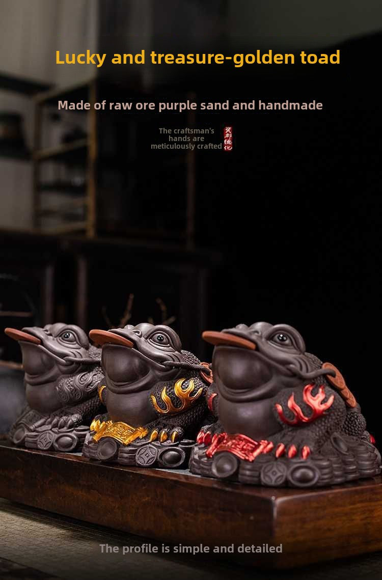 Purple sand tea pet ornaments can be used for home use to attract wealth, dragon turtle, pixiu, golden toad, office tea toys, fine tea ceremony accessories