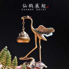 Flying crane incense burner home indoor tea pet tea table small ornaments incense burner small plate incense burner Chinese style incense burner