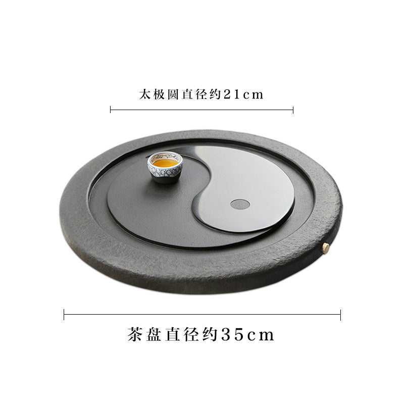 Tai Chi Bagua Wujin Stone Tea Tray Natural Raw Stone Round Stone Tea Sea Tea Set Home Integrated Stone Tea Tray Dual Use