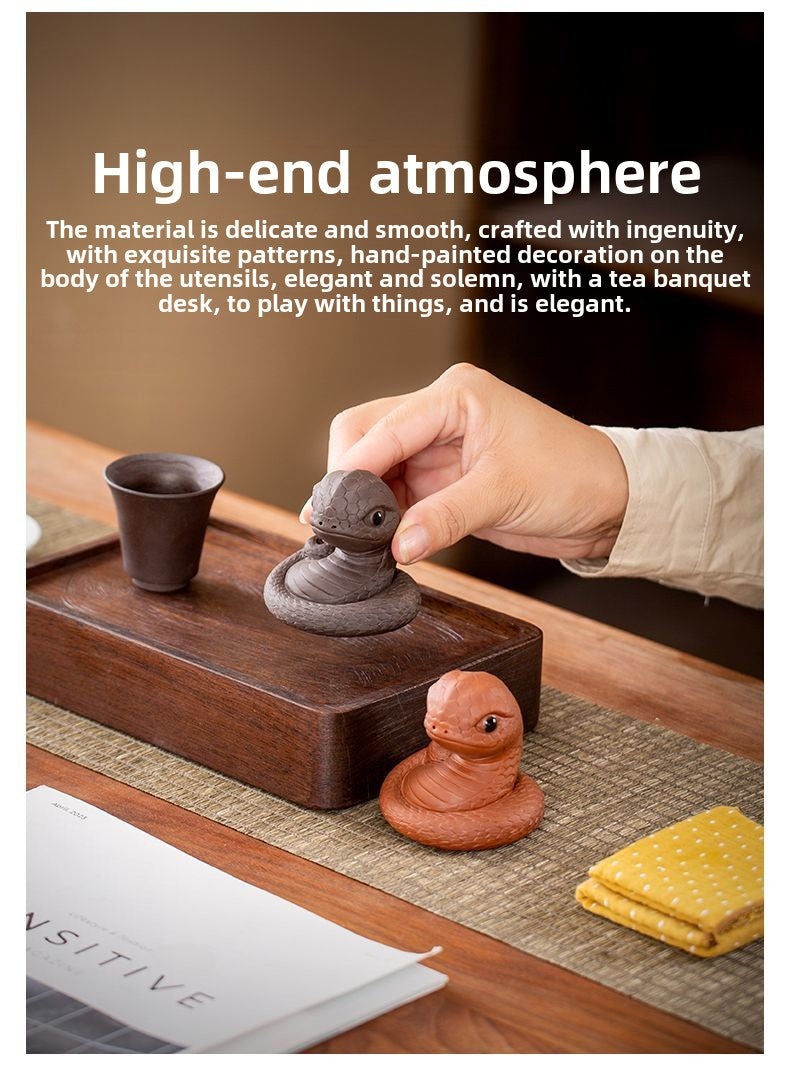 Snake Year Zodiac Snake Ceramic Zisha Tea Pet Can Be Raised to Bring Fortune Tea Table Ornaments Tea Ceremony Tea Set Small Accessories Tea Table Tea Tray