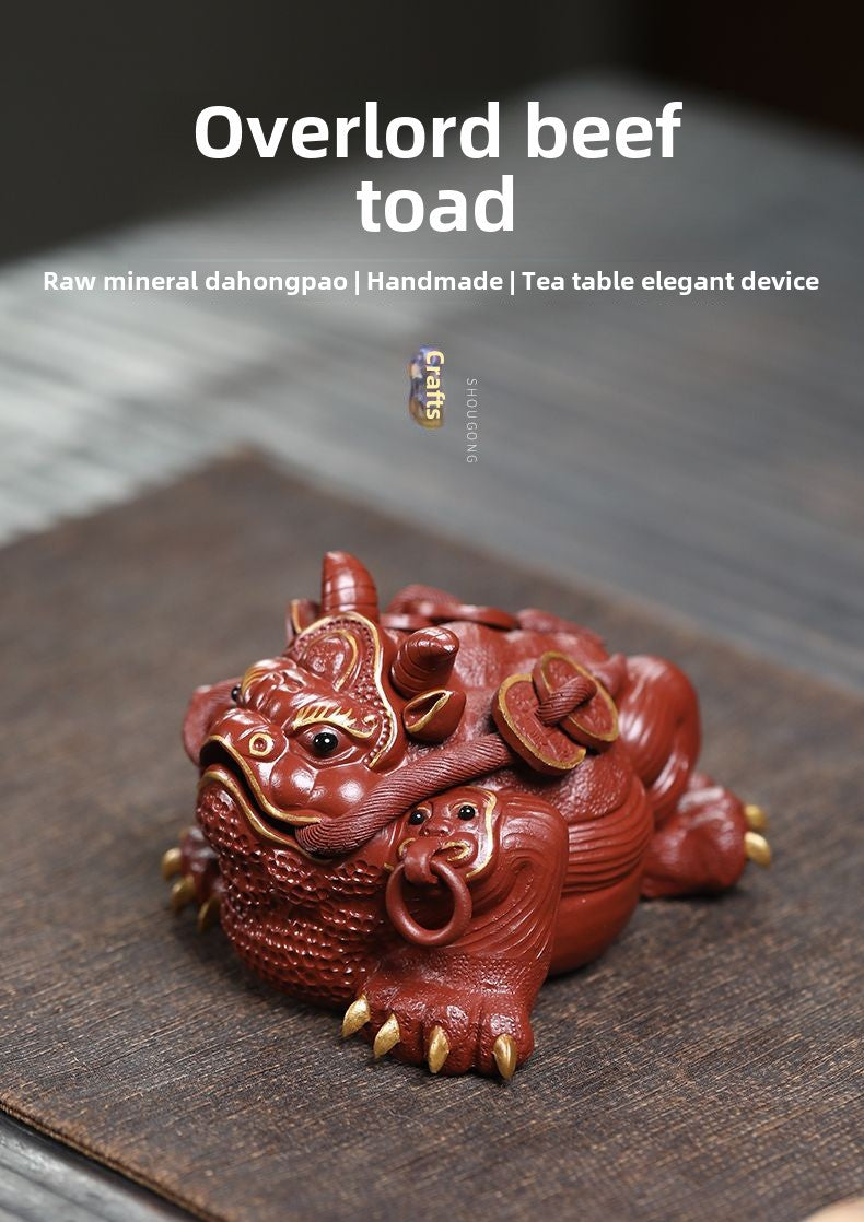 Purple sand Yixing Jinchan tea pet fortune ornaments handmade tea set toad Dahongpao tea table boutique can be raised